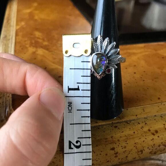 Natural Canadian Ammolite Sterling Silver Headdress Ring - Picture 9 of 10